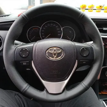 Оплетка крышки рулевого колеса автомобиля из натуральной кожи для Toyota RAV4 2013-2019 Corolla 2014-2019 Auris 2013-2016 Scion iM 2016