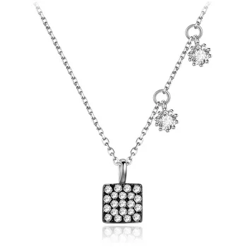 Ожерелья с квадратными подвесками из настоящего серебра 925 пробы для женщин, колье-чокер из стерлингового серебра, подарочные модные ювелирные изделия, ожерелье моды 2023 г.