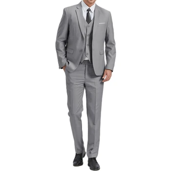 Мужской костюм из 3 предметов, деловой, тонкий, однотонный, для свадебной вечеринки, Банкетный смокинг, Классический комплект, куртка, жилет с брюками