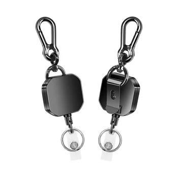 Выдвижной брелок из 2 предметов, катушка для ключей с металлическим держателем удостоверения личности, брелок-карабин с зажимом для ремня