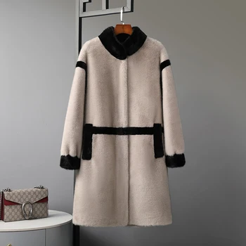 2023 Женская зимняя куртка из искусственного меха Норки, пальто из искусственного меха с цветочным отворотом, Роскошные куртки из меха, теплые, высокого качества