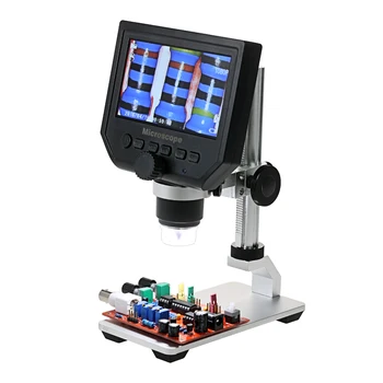 600-кратный цифровой видеомикроскоп, 4,3-дюймовая ЖК-лупа microscopio для обслуживания мобильных телефонов, контроля качества/промышленной инспекции + подставка