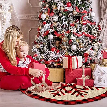 Юбка для рождественской елки в виде Санта-снеговика Изготовлена из высококачественного материала в тон рождественской елке
