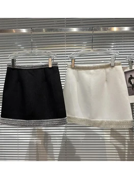 Новейшая модная дизайнерская юбка 2023 года на ХАЙ-СТРИТ, женская мини-юбка со стразами и бисером