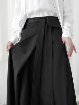 Женская черная юбка-брюки свободного покроя, Большие летние Новые повседневные брюки свободного покроя, модная однотонная простая юбка-брюки в повседневном стиле