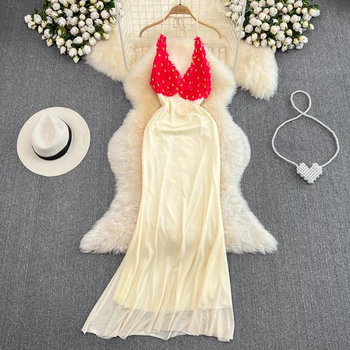 Senior Sense Light Роскошное платье с объемным цветочным узором, V-образный вырез, закрытая талия, облегающее платье без рукавов с открытой спиной и рыбьим хвостом