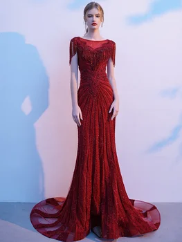 Элитное вечернее платье для женщин с ощущением атмосферы красного вина, тяжелой промышленности, роскошное свадебное платье, коктейльное