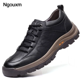 Ngouxm Весенне-зимние мужские кроссовки повседневные из искусственной кожи на плоской подошве со шнуровкой, большие размеры 39-44