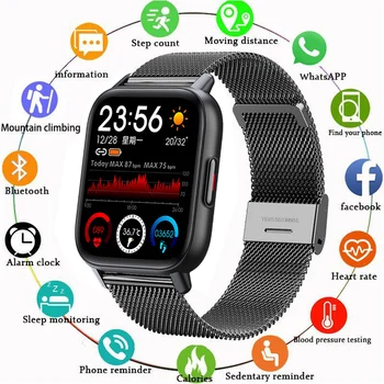 2023 Новые 1,69-дюймовые смарт-часы для мужчин и женщин, монитор сердечного ритма, кислорода в крови, полносенсорные спортивные часы, мужские умные часы для Android IOS