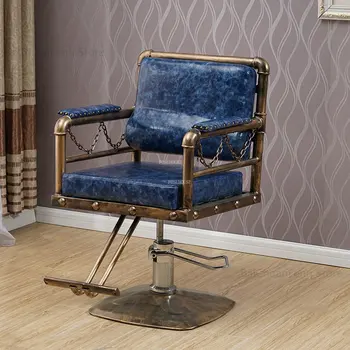 Ретро Железные Парикмахерские кресла Кресло для салона красоты Американская Салонная мебель Легкие Роскошные Парикмахерские кресла Современный Подъемный Вращающийся стул
