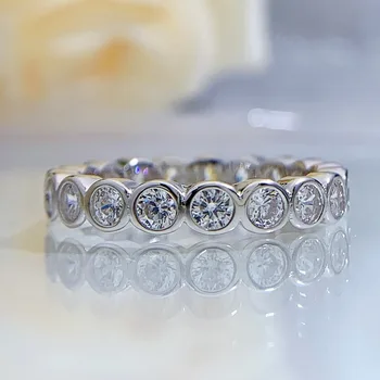 2023 Новое Серебряное кольцо S925 с круглым цирконом и бриллиантом Европейской и американской моды оптом Кольцо