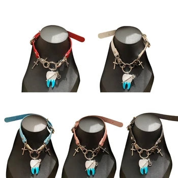 Аксессуары для Ожерелья с Зубами Y2k Женская Цепочка для Ключиц в стиле Харадзюку со Скрещенными Ключицами