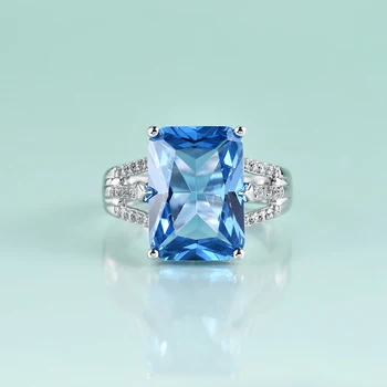 Разделенное кольцо Gem's Beauty Lab с голубой шпинелью, серебро 925 пробы, ювелирное изделие ручной работы сияющей огранки, Роскошное коктейльное кольцо для женщины