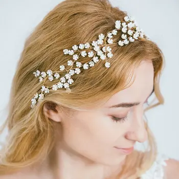 Свадебная тиара невесты, элегантная цветочная повязка на голову, аксессуары для волос