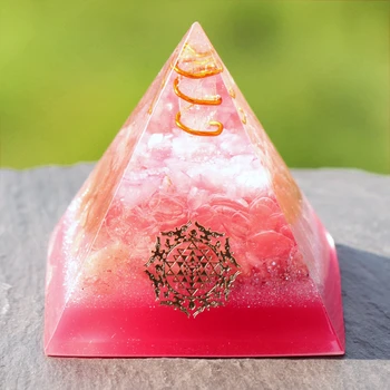 Розовый кварц, оргоновая пирамида, Балансирующий энергетические чакры Драгоценный камень, Защита от ЭМП, Исцеляющий камень Рейки, Духовный Подарок