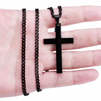 Мужское Черное ожерелье с подвеской в виде перевернутого Креста Для мужчин, Колье из нержавеющей стали, Ювелирные Изделия 2018 г.
