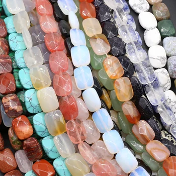 Бусины из натурального камня, ограненный прямоугольной формы Целебный кристалл, агат, камень для изготовления ювелирных изделий, украшение для ожерелья