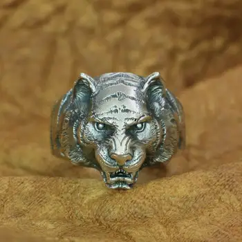 Мужское байкерское кольцо в стиле панк-рок из стерлингового серебра 925 пробы с тигром TA205, Размер США 7 ~ 15