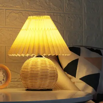 Уникальная настольная лампа, Энергосберегающие осветительные приборы, моющийся абажур, плиссированный зонт, светодиодная настольная лампа для спальни, прикроватная тумбочка