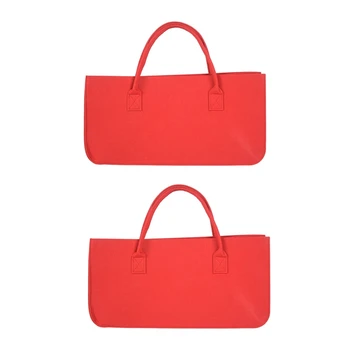 2X Фетровая сумочка, фетровая сумка для хранения, повседневная сумка для покупок большой емкости - красный