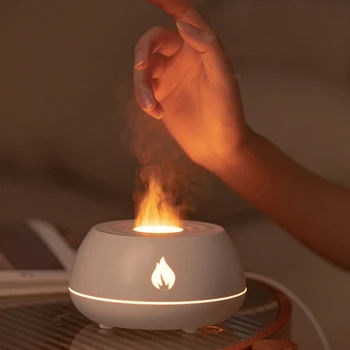 130 мл Аромадиффузор с эфирным маслом Flame, 3D имитация пламени, ультразвуковой умный увлажнитель воздуха для спальни и гостиной