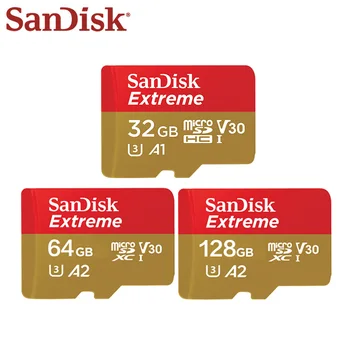 SanDisk Micro SD Card V30 32 ГБ 64 ГБ TF-карта 128 ГБ экстремальная карта памяти для камеры Дрона 100% Оригинал