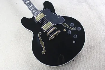 бесплатная доставка, высококачественная новая джазовая гитара с полым корпусом F, электрогитара sunburst черного цвета, джазовая гитара с полым корпусом 01335