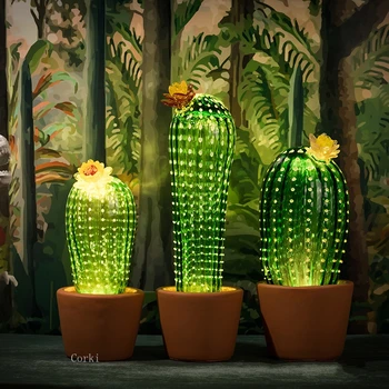 Итальянская лампа cactus LED night lights гостиная креативная роскошная настольная лампа прикроватная лампа для спальни светильники для домашнего декора
