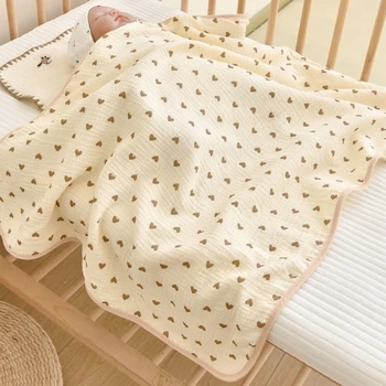 Детское одеяло, 4 слоя хлопчатобумажного банного полотенца для новорожденных, Дышащее Оберточное одеяло, Стеганое одеяло, Высокоабсорбирующее одеяло для душа 25x35 ’QX2D