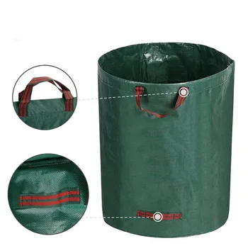 Садовый мешок объемом 300 л с крышкой, мешки для сбора мусора, сумка для хранения листьев