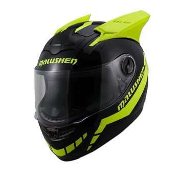 Оригинальный черно-желтый шлем Malushen, зимний гоночный шлем, полнолицевой шлем, внедорожный мотоциклетный шлем