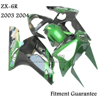 Комплекты обтекателей ABS для Kawasaki zx6r zx 6r Ninja 03 04 2003 2004 зеленый металлик Литые под давлением обтекатели tp54
