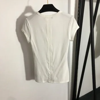 Летняя новинка 2023, приталенная футболка с V-образным вырезом, женская уличная мода, универсальный топ с коротким рукавом