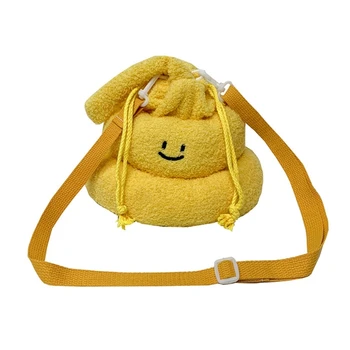 Женская пушистая сумочка, плюшевая сумка-тоут, забавная сумка через плечо на шнурке в форме корма, сумка через плечо большой емкости для свиданий