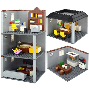 Аксессуары для дома DIY City Friends Строительные блоки MOC Bricks Спальня Гостиная Мебель для ванной комнаты Модели игрушек для детей