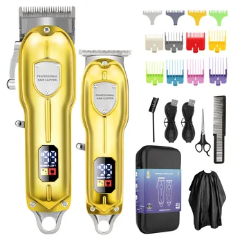 Мощная беспроводная Профессиональная машинка для стрижки волос с сумкой EVA, набор для бритья, Жидкокристаллический Триммер, Бритва для бороды, Машинка для стрижки волос, Мужчины