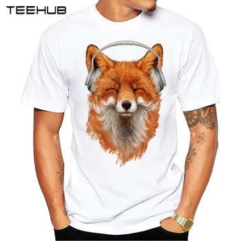 Новые поступления 2019 TEEHUB, крутой дизайн в виде животных, мужская модная футболка с улыбающимся музыкальным принтом Лисы, Топы с коротким рукавом, Хипстерская футболка