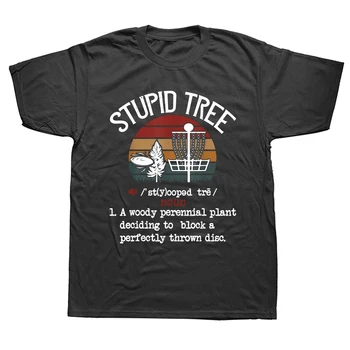Забавные винтажные футболки для диск-гольфа Stupid Tree, хлопковая уличная одежда с графическим рисунком, Подарки на день рождения, Летняя стильная футболка для мужчин