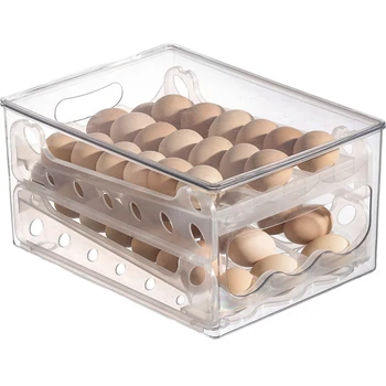 Контейнер для яиц с 36 ячейками, Прозрачный пластиковый ящик-органайзер для яиц, кухонный ящик для хранения в холодильнике