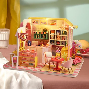 Сделай сам деревянный кукольный домик Миниатюрная вилла Blue Ocean Кукольный дом с комплектом мебели Casa Игрушки для детей Подарки на день рождения для девочек