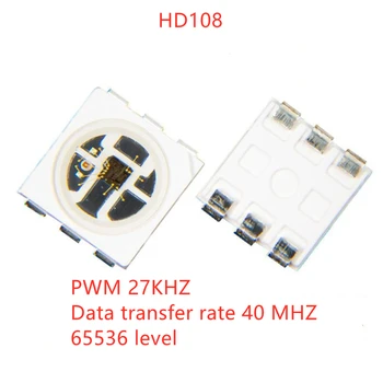 100-1000 шт HD108 (Аналог APA102/APA107S) Светодиодный чип 5050 SMD RGB Интеллектуальное Управление Встроенный светодиодный Источник света SOP-6 DAT CLK
