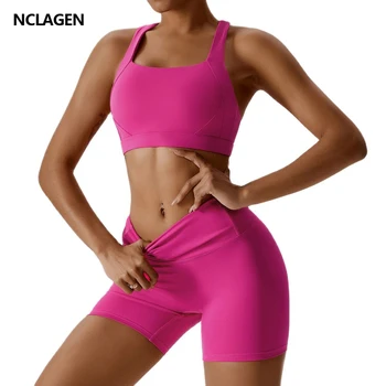 Набор для йоги NCLAGEN Женская спортивная одежда Spring Naked Feel Быстросохнущий Профессиональный бюстгальтер и леггинсы для бега в тренажерном зале, костюм для фитнеса