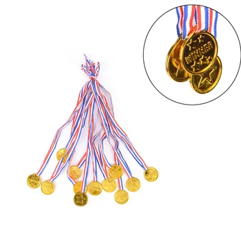 12 детских Золотых пластиковых Медалей Победителей, Сумка для спортивных мероприятий, Призы, Игрушки для декора вечеринки