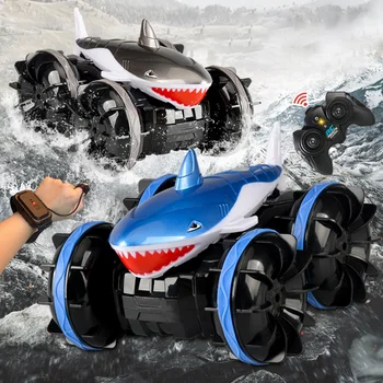 Радиоуправляемый автомобиль-амфибия 2,4 G Игрушечные машинки с дистанционным управлением в форме акулы, детские игрушки, внедорожные трюковые автомобили с 4WD, автомобиль, подарок для детей, перезарядка для мальчика