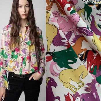 Новая европейская летняя женская рубашка из полиэстеровой ткани ручной работы, платье для шитья своими руками, ткань с рисунком лошади