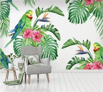 beibehang Пользовательские обои 3d фреска тропические акварельные цветы и птицы фон стены гостиная спальня обои 3d фреска