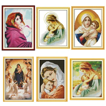 Набор для вышивки крестом серии Мадонна с Младенцем 11 карат 14 карат Рукоделие Вышивка Религиозный Персонаж Декоративная Живопись