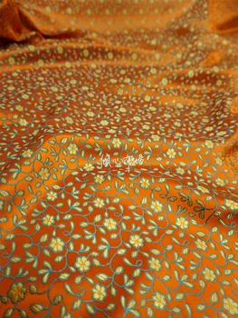 Китайская классика Парча жаккардовый атлас оранжевая шелковая ткань Satin de soie Satén шелк hanfu cloth DIY patchworkbag