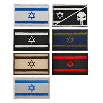 Нашивки с национальным флагом Израиля, вышивка, наклейки из тактической ткани, Нарукавная повязка, военная эмблема для шитья крючками и петлями, боевой значок морального духа
