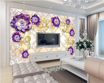 beibehang Пользовательские обои 3d благородная фреска фиолетовая роза ювелирные изделия фон стены гостиная украшение спальни обои бумажные фрески